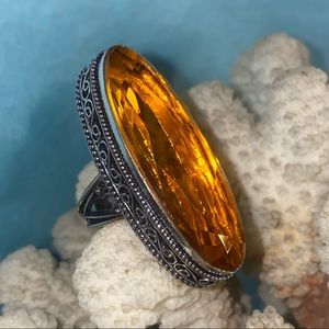 Mandarin Citrine Handcrafted 925 Silver vintage-look ring